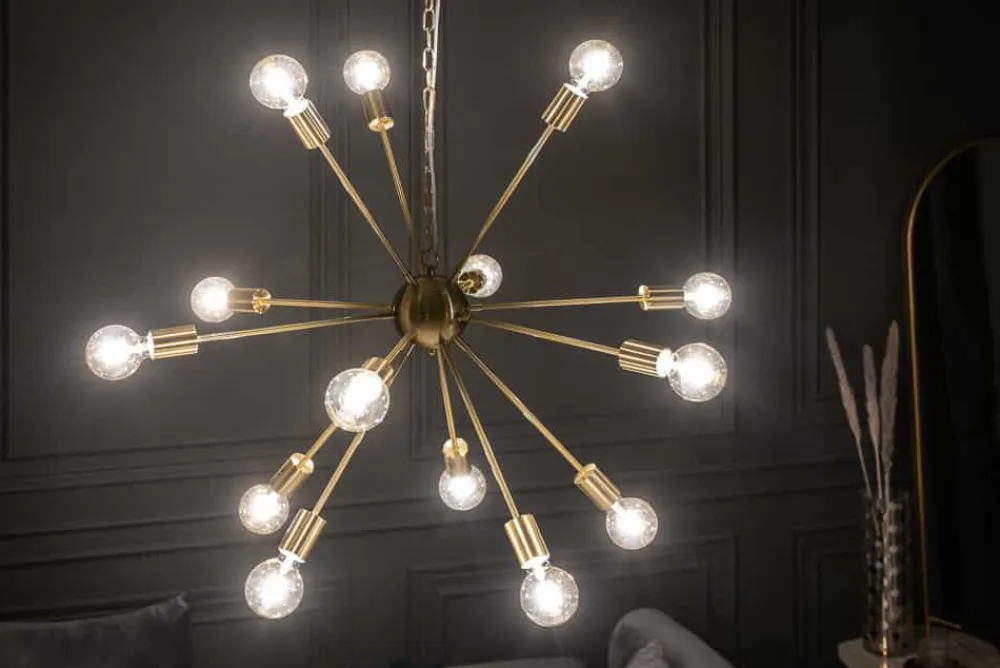 Riess-Ambiente Goldene Möbel|Hängelampen > Elegante Hängelampe SPUTNIK 87cm gold mit 14 Leuchtarmen