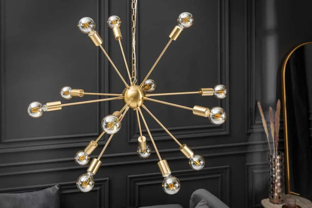 Riess-Ambiente Goldene Möbel|Hängelampen > Elegante Hängelampe SPUTNIK 87cm gold mit 14 Leuchtarmen