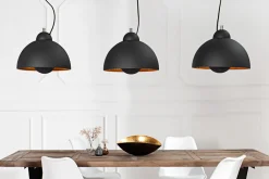 Riess-Ambiente Goldene Möbel|Hängelampen > Elegante Hängelampe STUDIO 3 110cm schwarz Blattgold-Optik drei Schirme