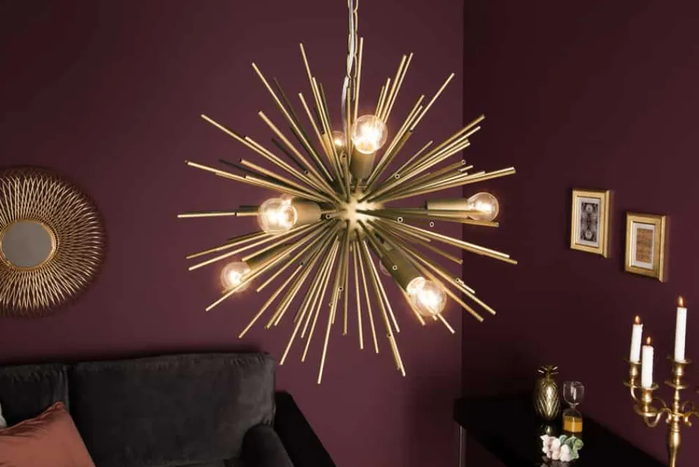 Riess-Ambiente Goldene Möbel|Hängelampen > Elegante Hängeleuchte SUNLIGHT 50cm matt gold Hängelampe