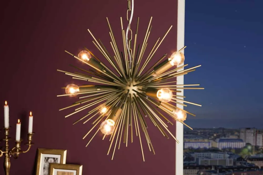 Riess-Ambiente Goldene Möbel|Hängelampen > Elegante Hängeleuchte SUNLIGHT 50cm matt gold Hängelampe