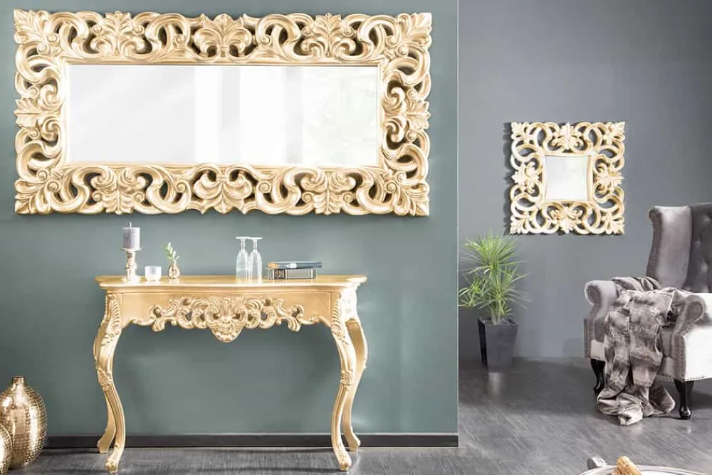 Riess-Ambiente Goldene Möbel|Konsolentische > Elegante Konsole VENICE 110cm gold Barock Design Anrichte handgearbeitet