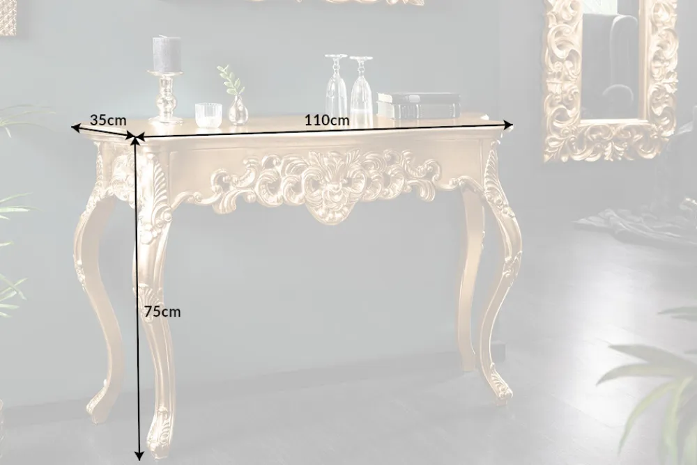 Riess-Ambiente Goldene Möbel|Konsolentische > Elegante Konsole VENICE 110cm gold Barock Design Anrichte handgearbeitet