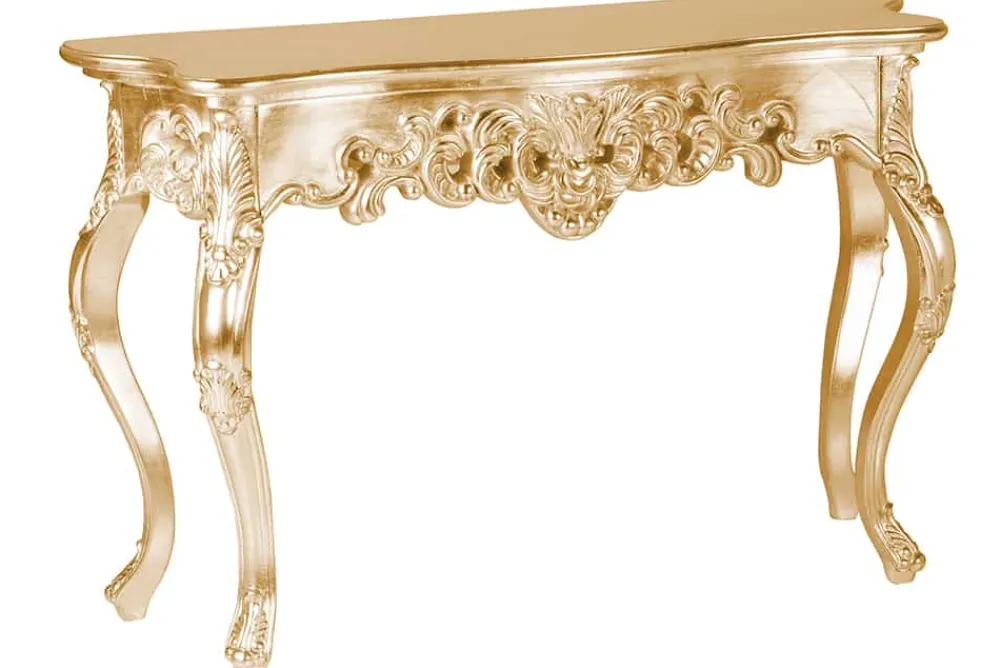 Riess-Ambiente Goldene Möbel|Konsolentische > Elegante Konsole VENICE 110cm gold Barock Design Anrichte handgearbeitet