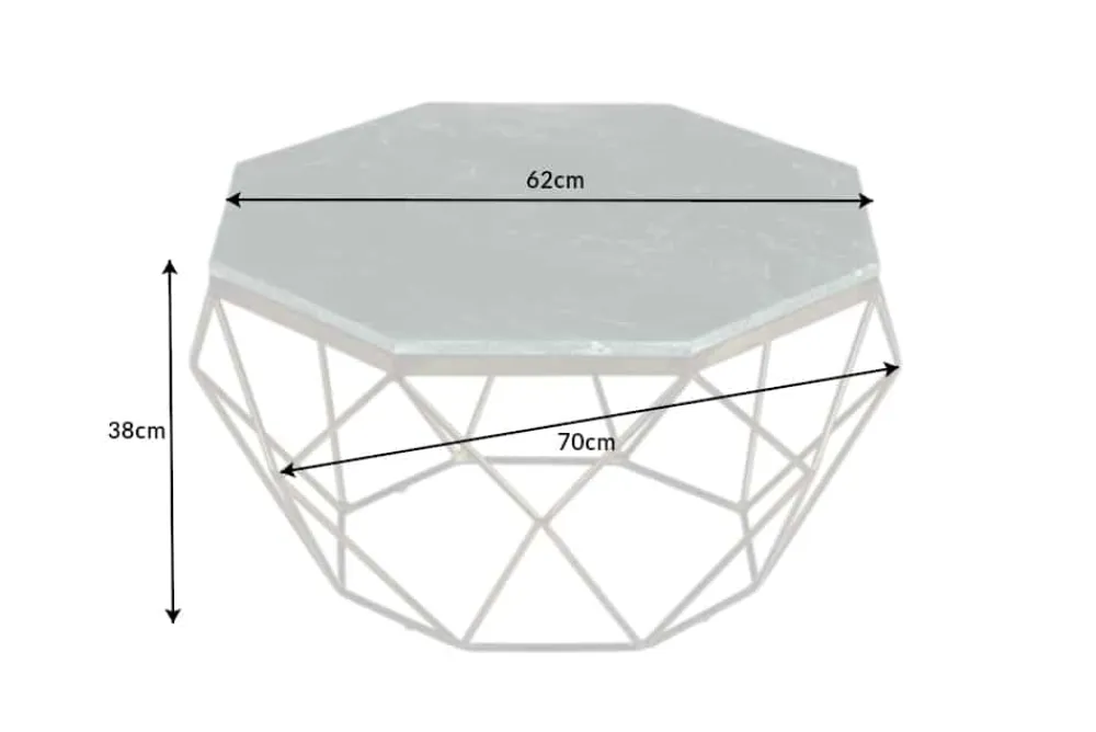 Riess-Ambiente Goldene Möbel|Couchtische & Truhen > Eleganter Couchtisch DIAMOND 70cm grün messing mit Marmorplatte
