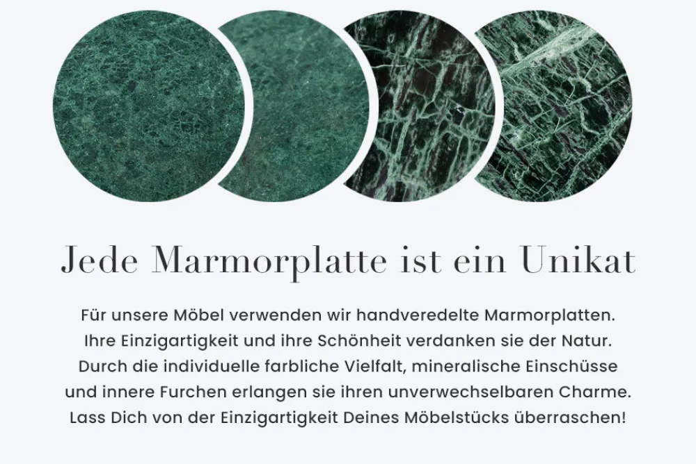 Riess-Ambiente Goldene Möbel|Couchtische & Truhen > Eleganter Couchtisch DIAMOND 70cm grün messing mit Marmorplatte