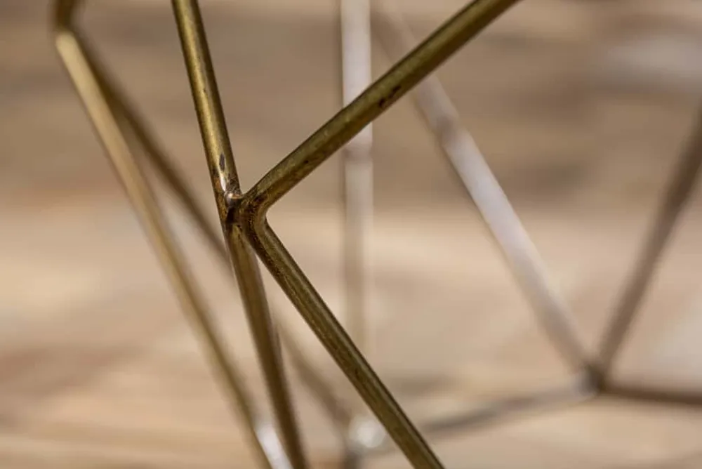 Riess-Ambiente Goldene Möbel|Couchtische & Truhen > Eleganter Couchtisch DIAMOND 70cm weiß messing mit Marmorplatte