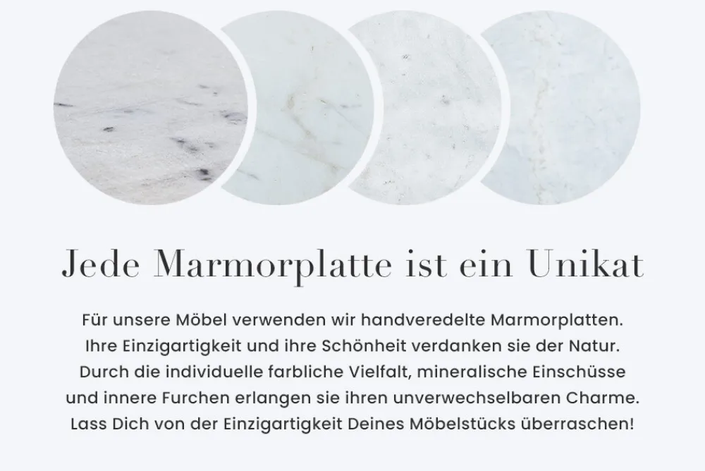 Riess-Ambiente Goldene Möbel|Couchtische & Truhen > Eleganter Couchtisch DIAMOND 70cm weiß messing mit Marmorplatte