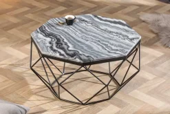 Riess-Ambiente Couchtische & Truhen > Eleganter Couchtisch DIAMOND 70cm grau schwarz mit Marmorplatte