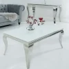 Riess-Ambiente Couchtische & Truhen > Eleganter Couchtisch MODERN BAROCK 100cm silber mit weißem Opalglas