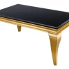 Riess-Ambiente Couchtische & Truhen > Eleganter Couchtisch MODERN BAROCK 100cm schwarz Opalglas goldene Beine