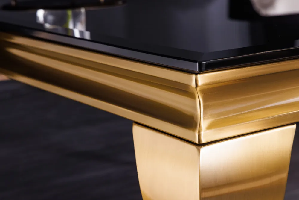 Riess-Ambiente Couchtische & Truhen > Eleganter Couchtisch MODERN BAROCK 100cm schwarz Opalglas goldene Beine