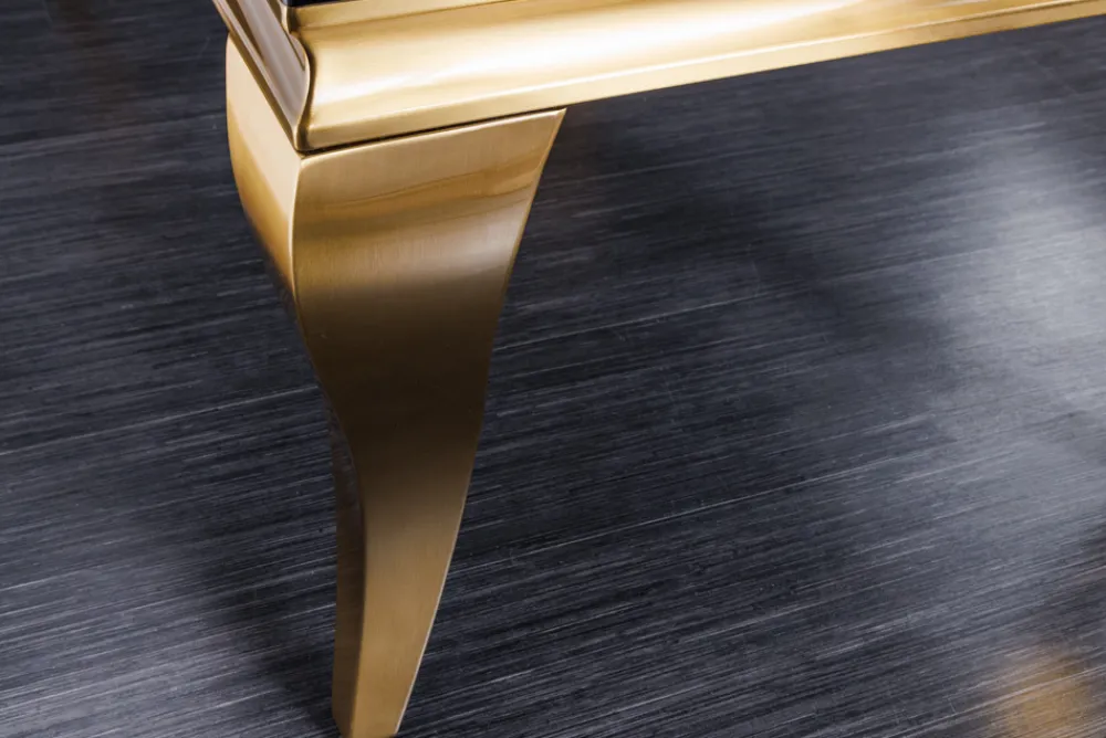 Riess-Ambiente Couchtische & Truhen > Eleganter Couchtisch MODERN BAROCK 100cm schwarz Opalglas goldene Beine