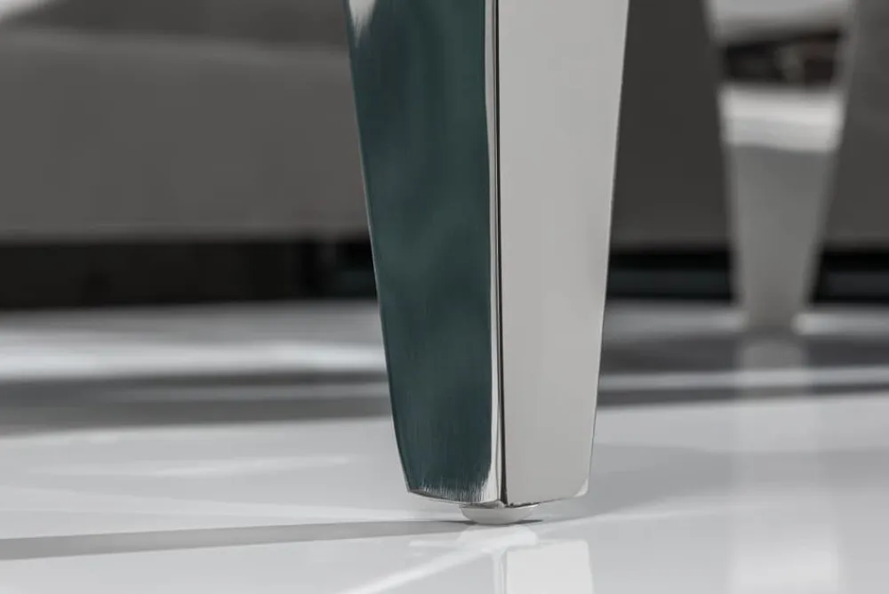 Riess-Ambiente Couchtische & Truhen > Eleganter Couchtisch MODERN BAROCK 100cm Glasplatte in Marmoroptik Edelstahlbeine
