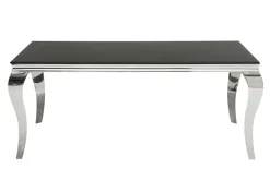 Riess-Ambiente Esstische > Eleganter Design Esstisch MODERN BAROCK 180cm schwarz Edelstahl Opalglas Tischplatte