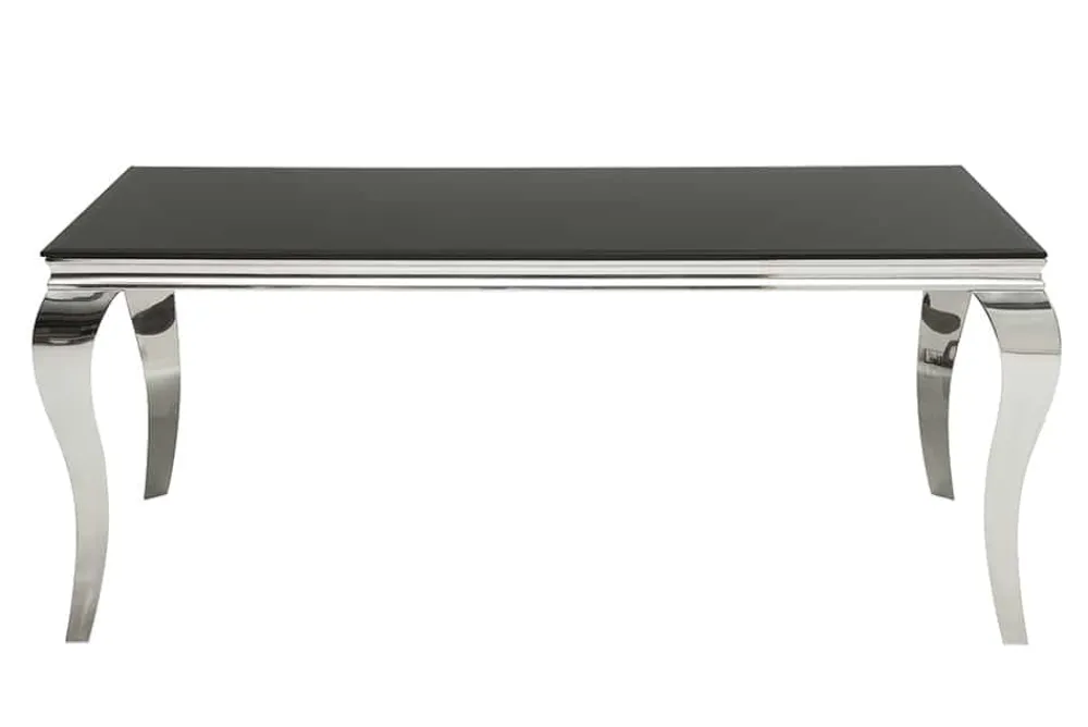 Riess-Ambiente Esstische > Eleganter Design Esstisch MODERN BAROCK 180cm schwarz Edelstahl Opalglas Tischplatte