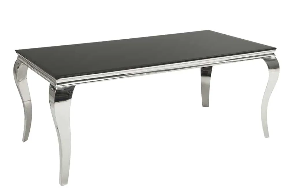 Riess-Ambiente Esstische > Eleganter Design Esstisch MODERN BAROCK 180cm schwarz Edelstahl Opalglas Tischplatte