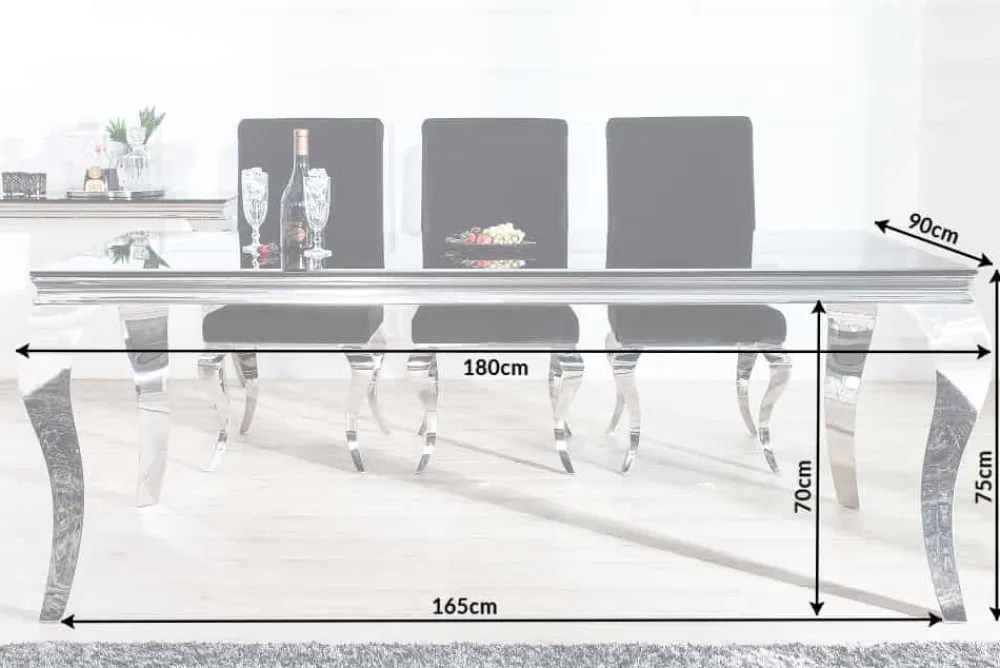 Riess-Ambiente Esstische > Eleganter Design Esstisch MODERN BAROCK 180cm schwarz Edelstahl Opalglas Tischplatte