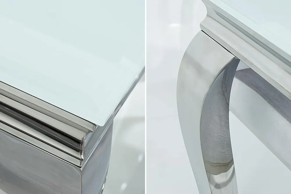 Riess-Ambiente Esstische > Eleganter Design Esstisch MODERN BAROCK 200cm weiß Edelstahl Opalglas Tischplatte