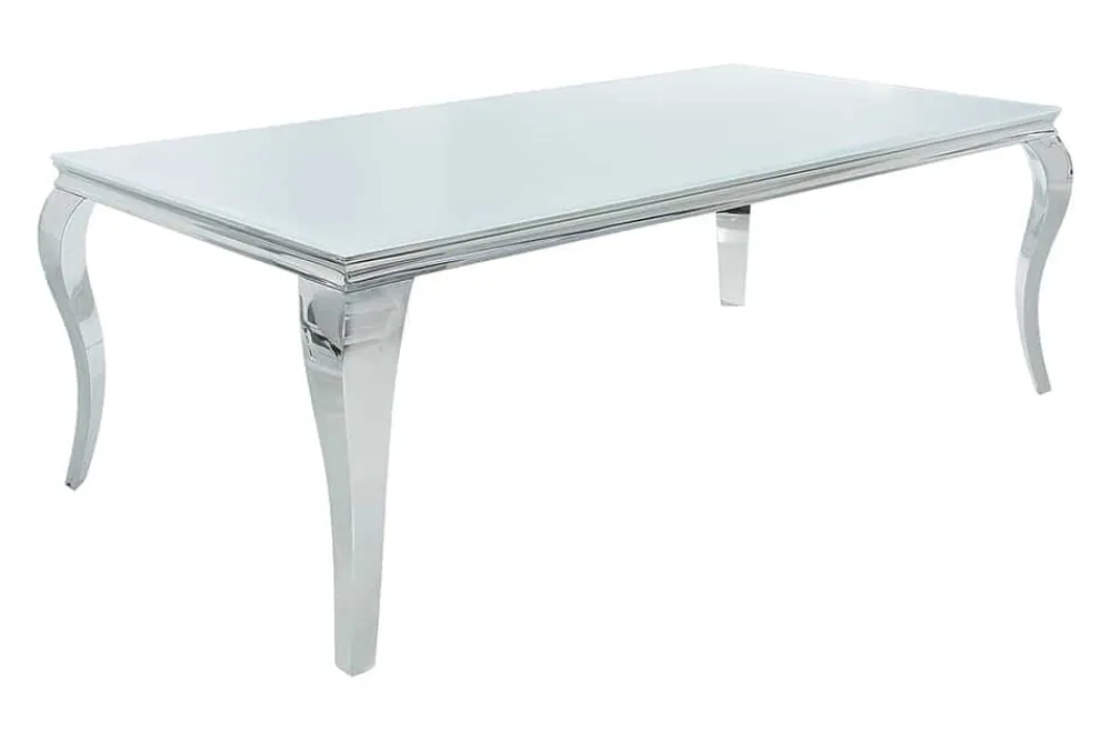 Riess-Ambiente Esstische > Eleganter Design Esstisch MODERN BAROCK 200cm weiß Edelstahl Opalglas Tischplatte