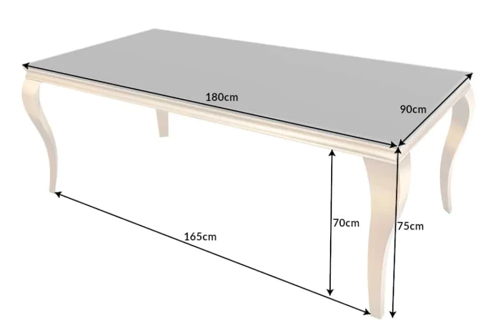 Riess-Ambiente Esstische > Eleganter Design Esstisch MODERN BAROCK 180cm schwarz gold Edelstahl Opalglas Tischplatte