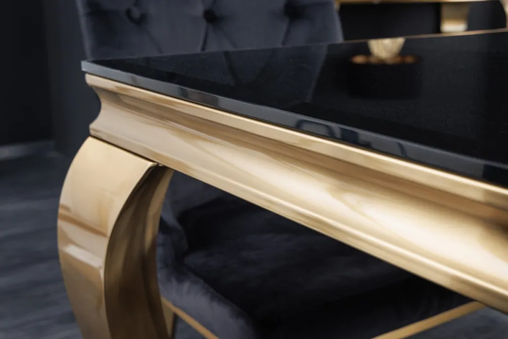 Riess-Ambiente Esstische > Eleganter Design Esstisch MODERN BAROCK 200cm schwarz gold Edelstahl Opalglas Tischplatte