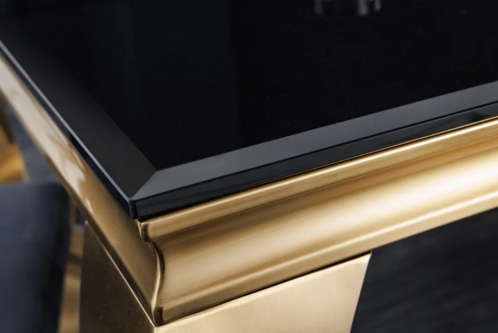Riess-Ambiente Esstische > Eleganter Design Esstisch MODERN BAROCK 200cm schwarz gold Edelstahl Opalglas Tischplatte