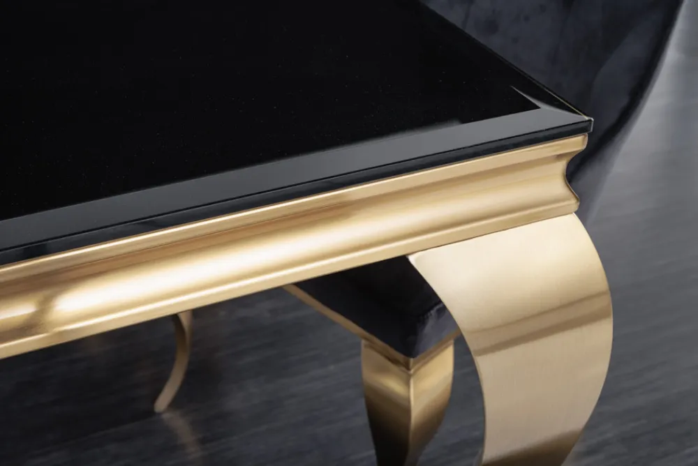 Riess-Ambiente Esstische > Eleganter Design Esstisch MODERN BAROCK 200cm schwarz gold Edelstahl Opalglas Tischplatte