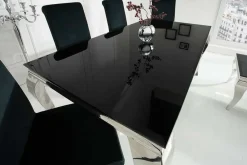 Riess-Ambiente Esstische > Eleganter Design Esstisch MODERN BAROCK 200cm schwarz Edelstahl Opalglas Tischplatte