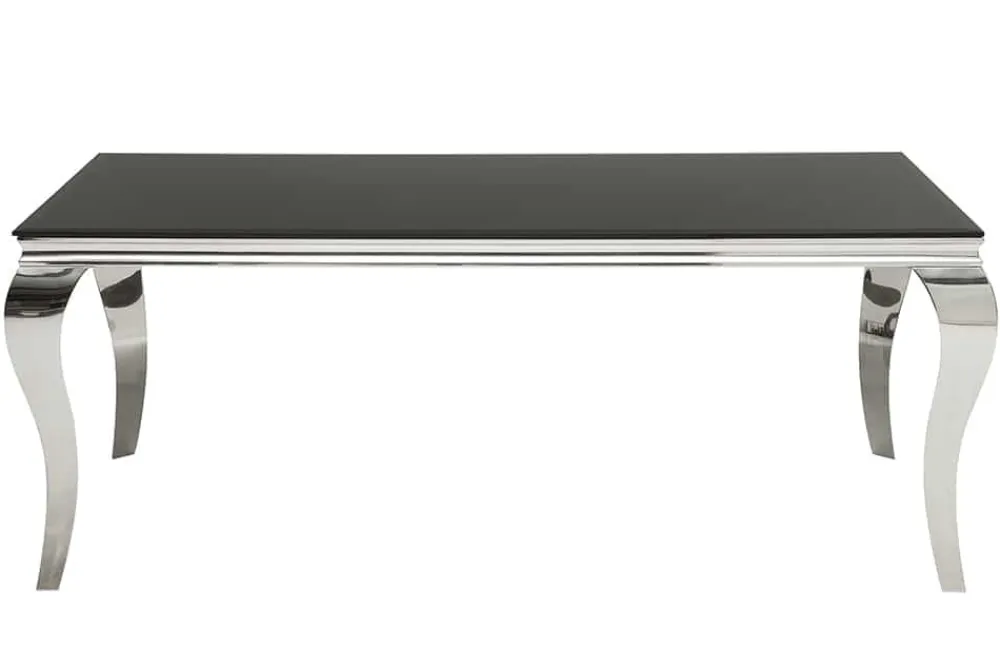 Riess-Ambiente Esstische > Eleganter Design Esstisch MODERN BAROCK 200cm schwarz Edelstahl Opalglas Tischplatte