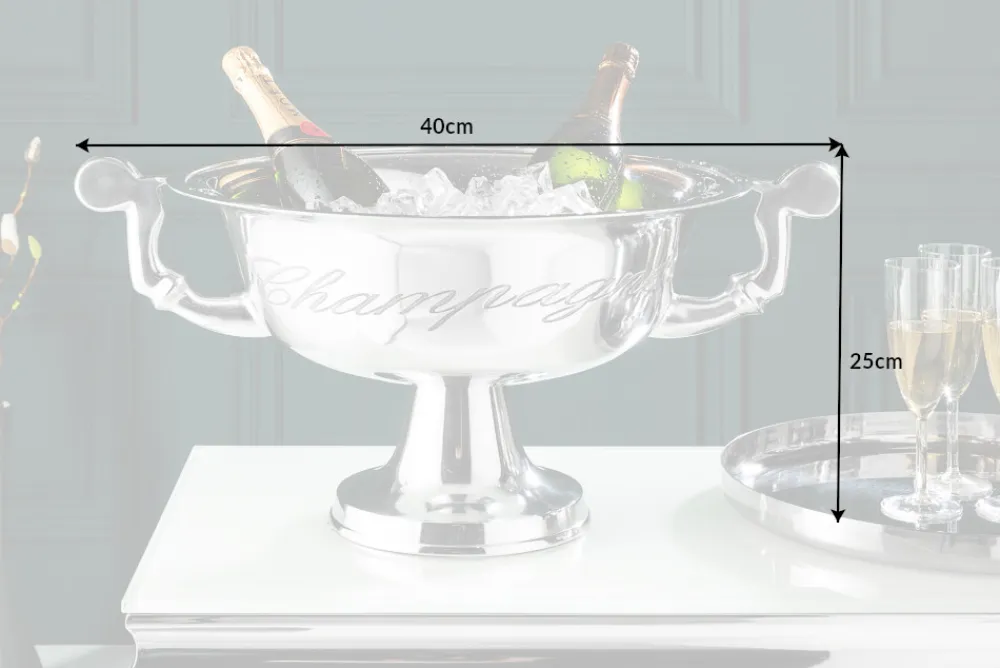 Riess-Ambiente Dekoration > Eleganter Design Sektkühler CHAMPAGNE 40cm silber poliert Flaschenkühler