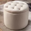 Riess-Ambiente Sitzhocker|Samt Möbel > Eleganter Hocker MODERN BAROCK 50cm champagner beige Samt Aufbewahrungkorb