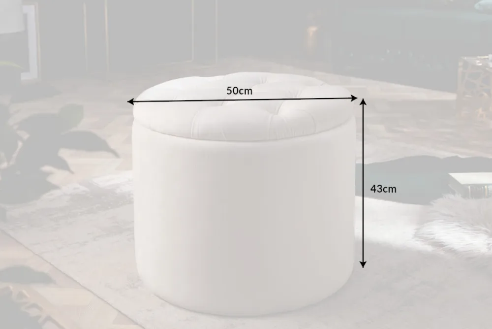 Riess-Ambiente Sitzhocker|Samt Möbel > Eleganter Hocker MODERN BAROCK 50cm champagner beige Samt Aufbewahrungkorb