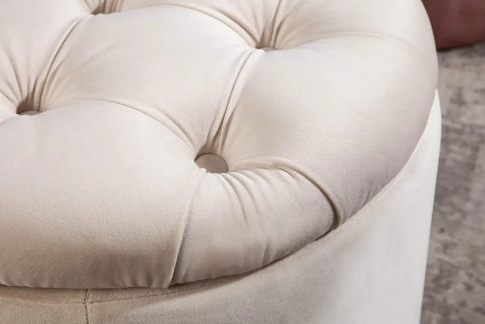 Riess-Ambiente Sitzhocker|Samt Möbel > Eleganter Hocker MODERN BAROCK 50cm champagner beige Samt Aufbewahrungkorb