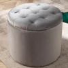 Riess-Ambiente Sitzhocker|Samt Möbel > Eleganter Hocker MODERN BAROCK 50cm silbergrau Samt Aufbewahrungkorb
