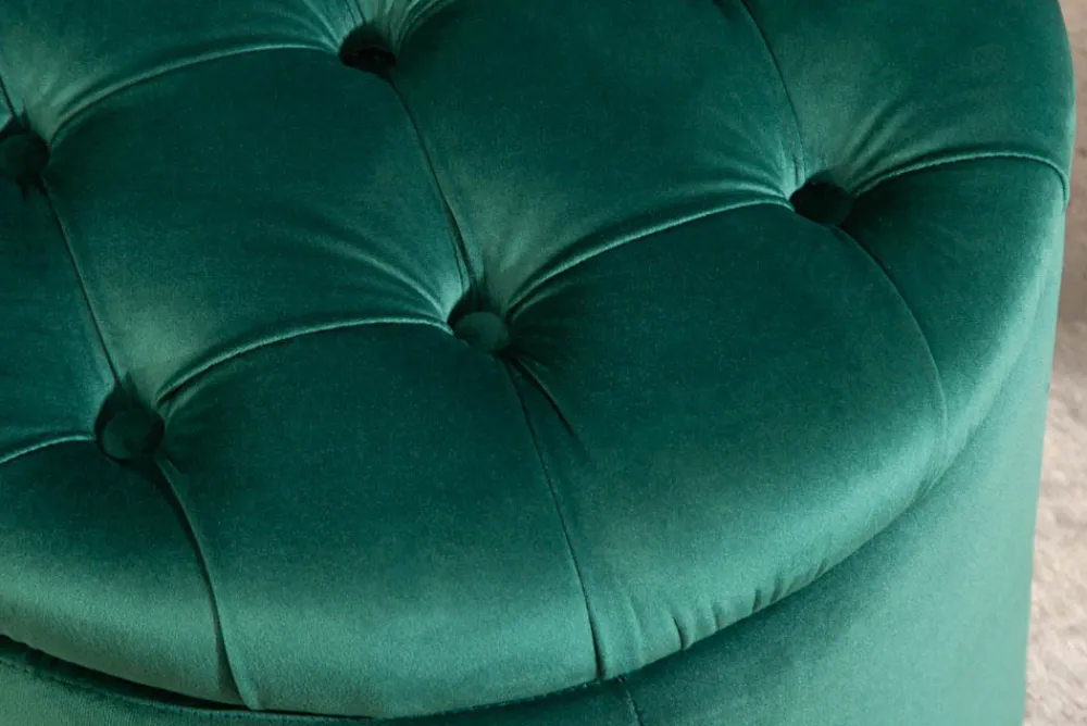 Riess-Ambiente Sitzhocker|Samt Möbel > Eleganter Hocker MODERN BAROCK 50cm dunkelgrün Samt Aufbewahrungkorb