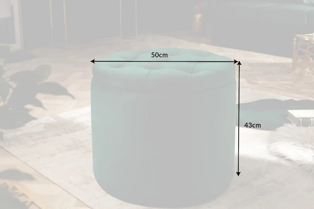 Riess-Ambiente Sitzhocker|Samt Möbel > Eleganter Hocker MODERN BAROCK 50cm dunkelgrün Samt Aufbewahrungkorb