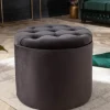 Riess-Ambiente Sitzhocker|Samt Möbel > Eleganter Hocker MODERN BAROCK 50cm schwarz Samt Aufbewahrungkorb