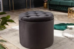 Riess-Ambiente Sitzhocker|Samt Möbel > Eleganter Hocker MODERN BAROCK 50cm schwarz Samt Aufbewahrungkorb