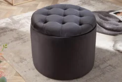 Riess-Ambiente Sitzhocker|Samt Möbel > Eleganter Hocker MODERN BAROCK 50cm schwarz Samt Aufbewahrungkorb