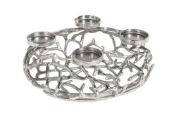 Riess-Ambiente Kerzenständer > Eleganter Kerzenhalter ABSTRACT 38cm silber Kranz aus Ästen für 4 Kerzen