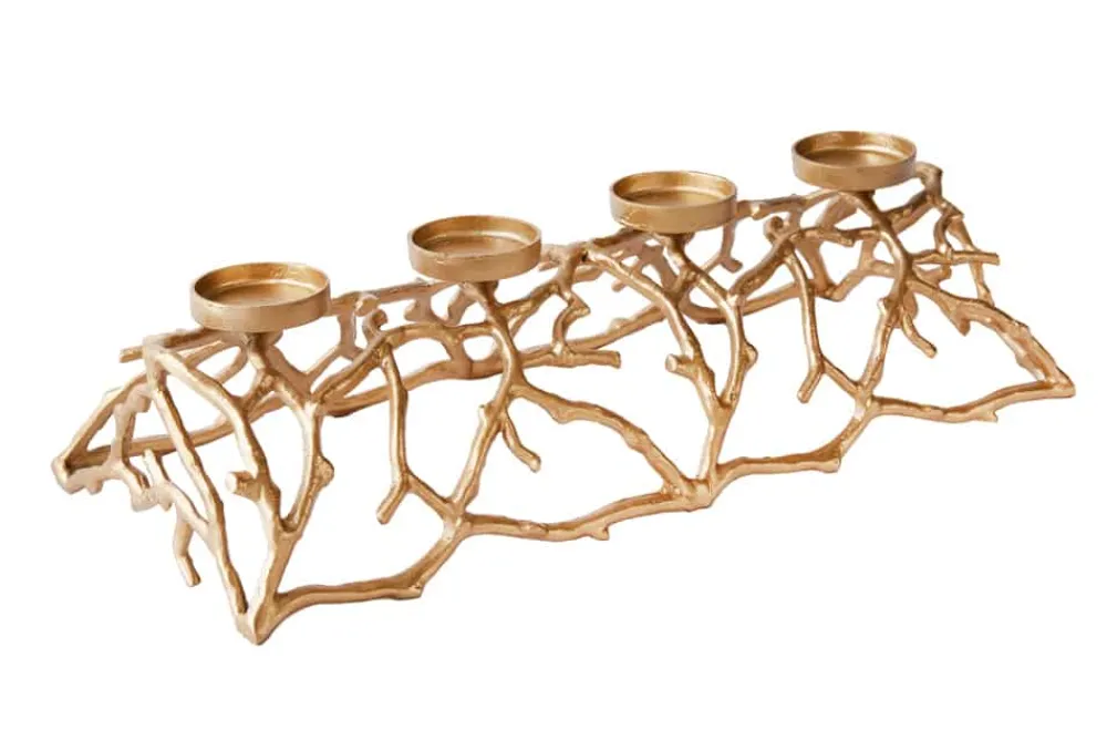 Riess-Ambiente Goldene Möbel|Kerzenständer > Eleganter Kerzenhalter ABSTRACT 60cm gold für 4 Kerzen