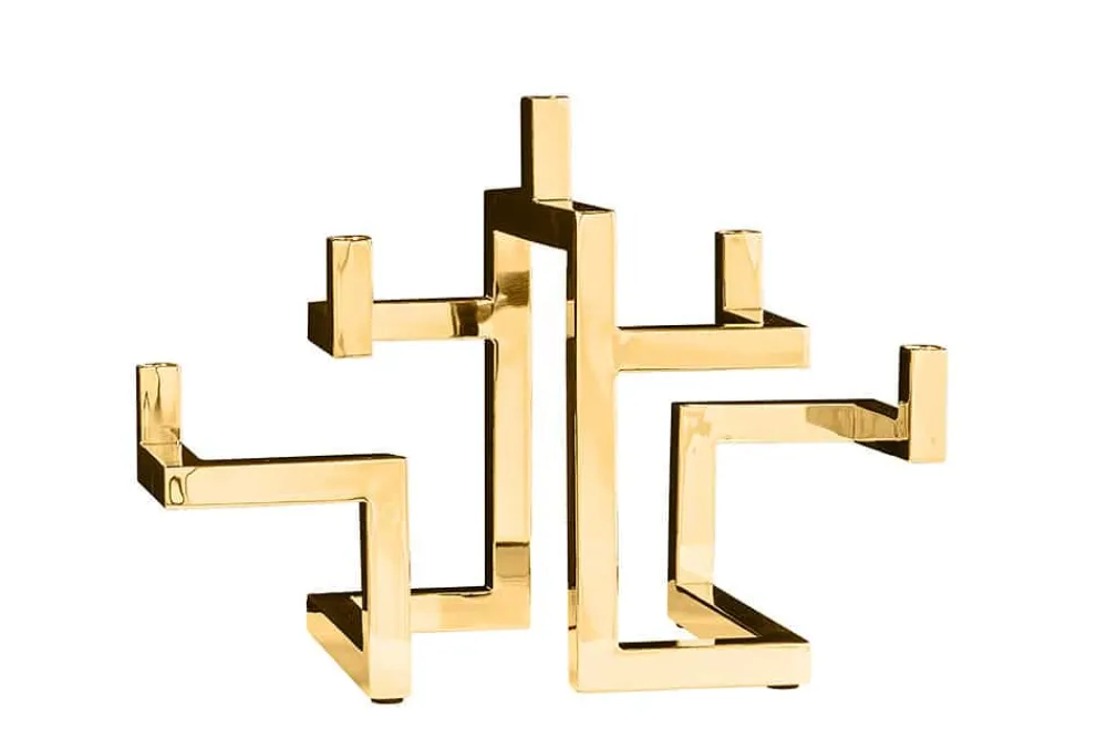 Riess-Ambiente Goldene Möbel|Kerzenständer > Eleganter Kerzenhalter ABSTRACT 50cm gold für fünf Kerzen handmade