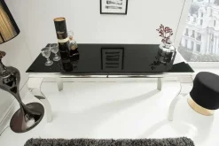 Riess-Ambiente Konsolentische > Eleganter Konsolentisch MODERN BAROCK 145cm schwarz Opalglas Edelstahlbeine