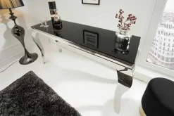 Riess-Ambiente Konsolentische > Eleganter Konsolentisch MODERN BAROCK 145cm schwarz Opalglas Edelstahlbeine