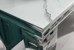 Riess-Ambiente Konsolentische > Eleganter Konsolentisch MODERN BAROCK 145cm mit Glasplatte Marmoroptik Edelstahlbeine