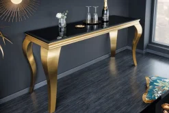 Riess-Ambiente Konsolentische > Eleganter Konsolentisch MODERN BAROCK 145cm schwarz gold Opalglas Edelstahlbeine