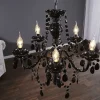 Riess-Ambiente Hängelampen|Kronleuchter & Lüster > Eleganter Kronleuchter BLACK CRYSTAL 55cm schwarz Acryl 5-armig Lüster