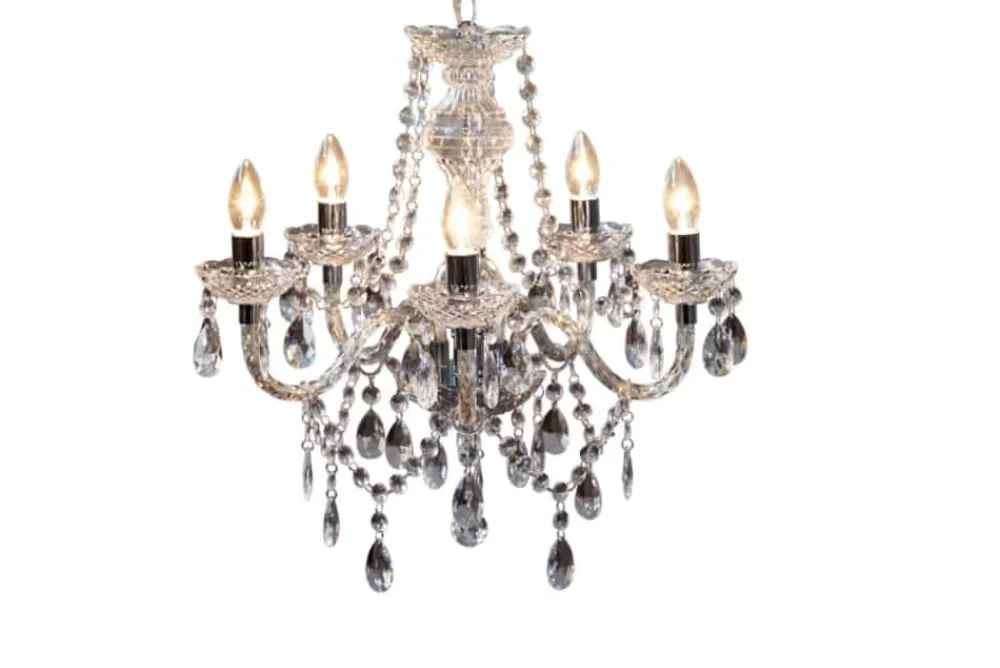 Riess-Ambiente Hängelampen|Kronleuchter & Lüster > Eleganter Kronleuchter CRYSTAL 55cm klar Acryl 5-armig Lüster