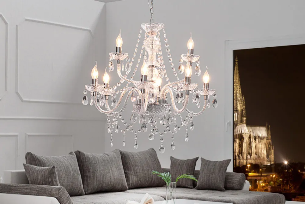 Riess-Ambiente Hängelampen|Kronleuchter & Lüster > Eleganter Kronleuchter CRYSTAL 75cm klar Acryl 9-armig Lüster